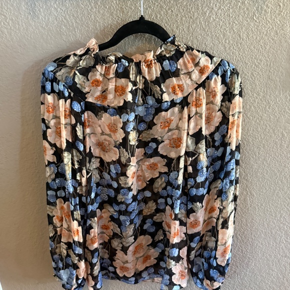 Rebecca Taylor Silk Blend Floral Blouse – Women’s Size 10 – Black Multicolor EUC - Picture 4 of 4